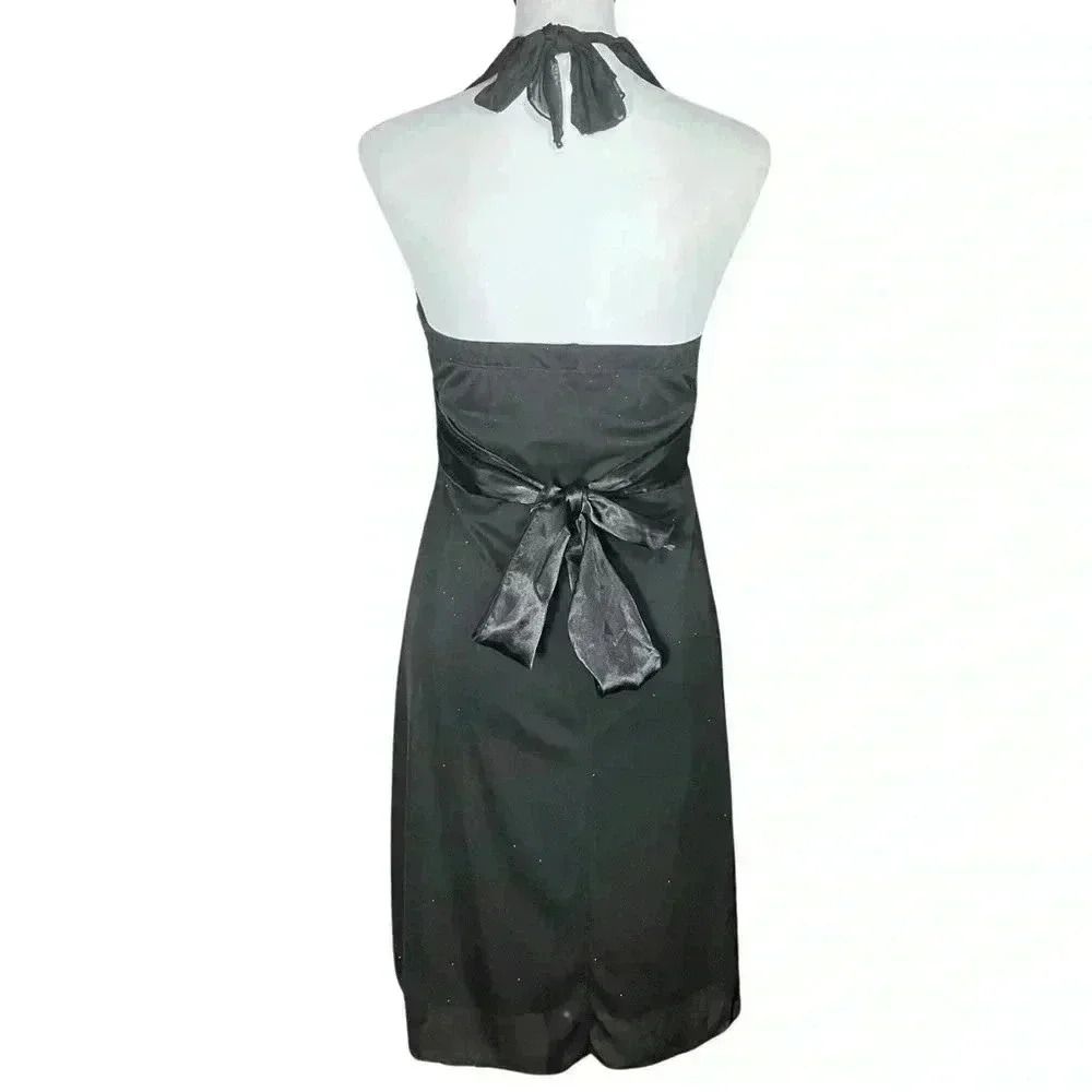 Vintage Y2K Black Halter Hoco Cocktail Dress. Whimsigoth Fairy Sparkle. Small. - Picture 6 of 8